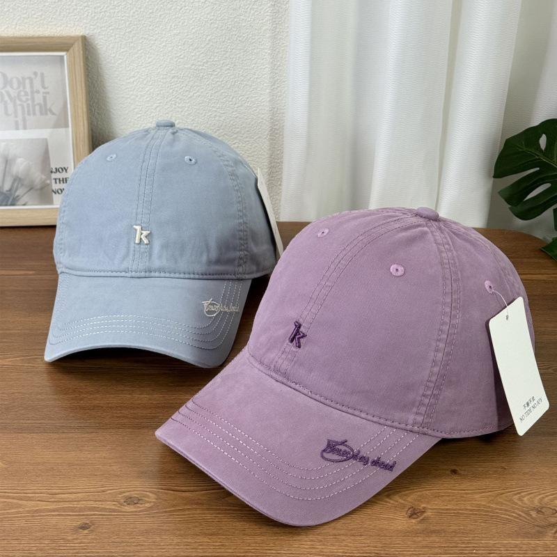 Spring And Summer Embroidery K Letters Soft Top Baseball Hat Women'S Simple Casual Face Small Cap Versatile