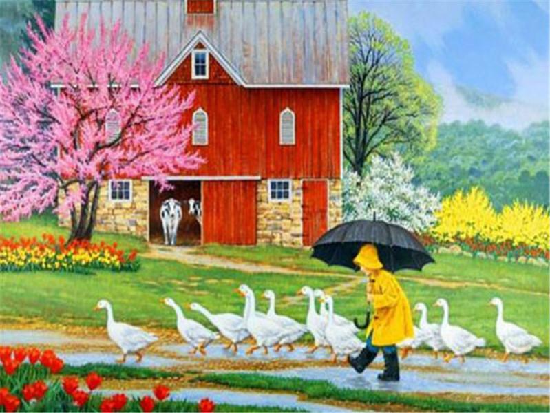 Набор для алмазной живописи Пейзаж Ферма 5D DIY Алмазная вышивка крестиком Весенняя мозаика со стразами Домашний декор