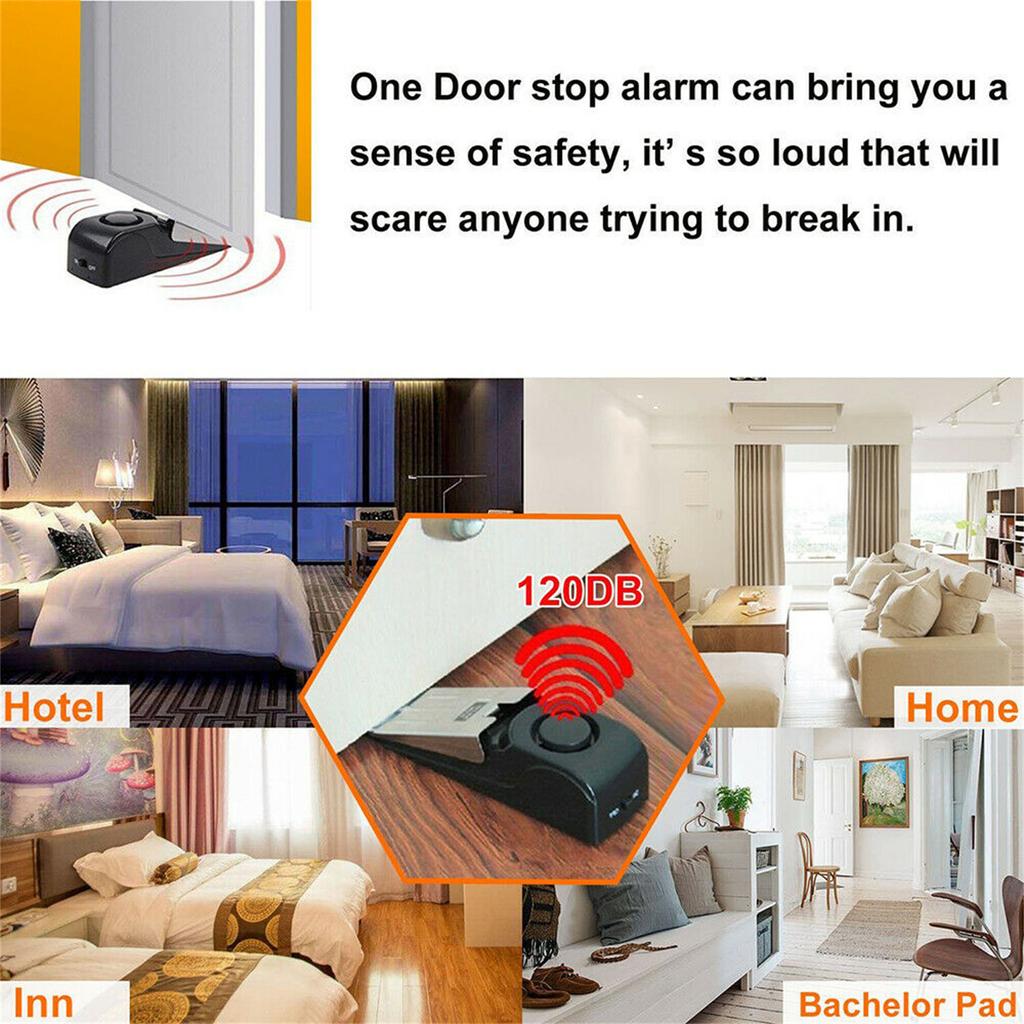 9v Door Alarm Portable Wireless Non slip Safety Wedge Alert Door Stopper Home Travel Security System