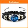 Стильный кожаный браслет с камнями знаков зодиака для мужчин и женщин Ручная работа Мода
