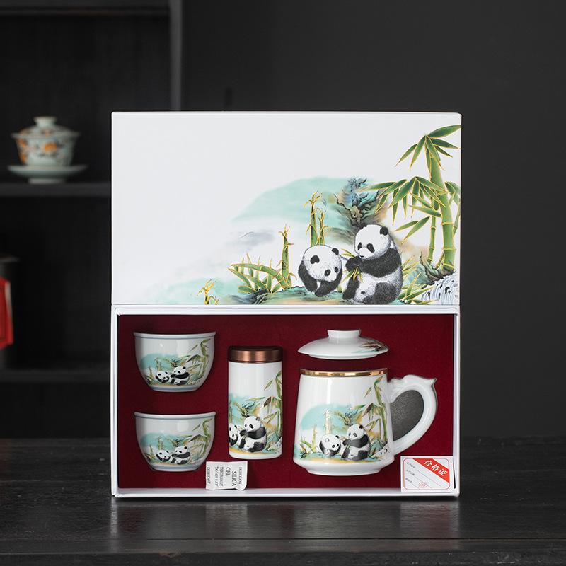 Креативная керамическая кружка с пандой в стиле Гочао, офисная кружка, подарочная коробка, бизнес-сувениры для компании, фестивальные сувениры