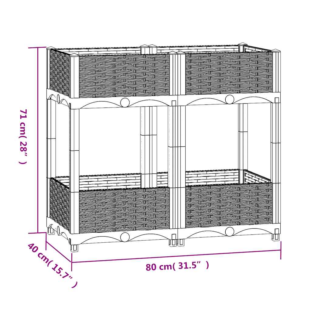 Raised Garden Bed 80 x 40 x 71 cm Polypropylene