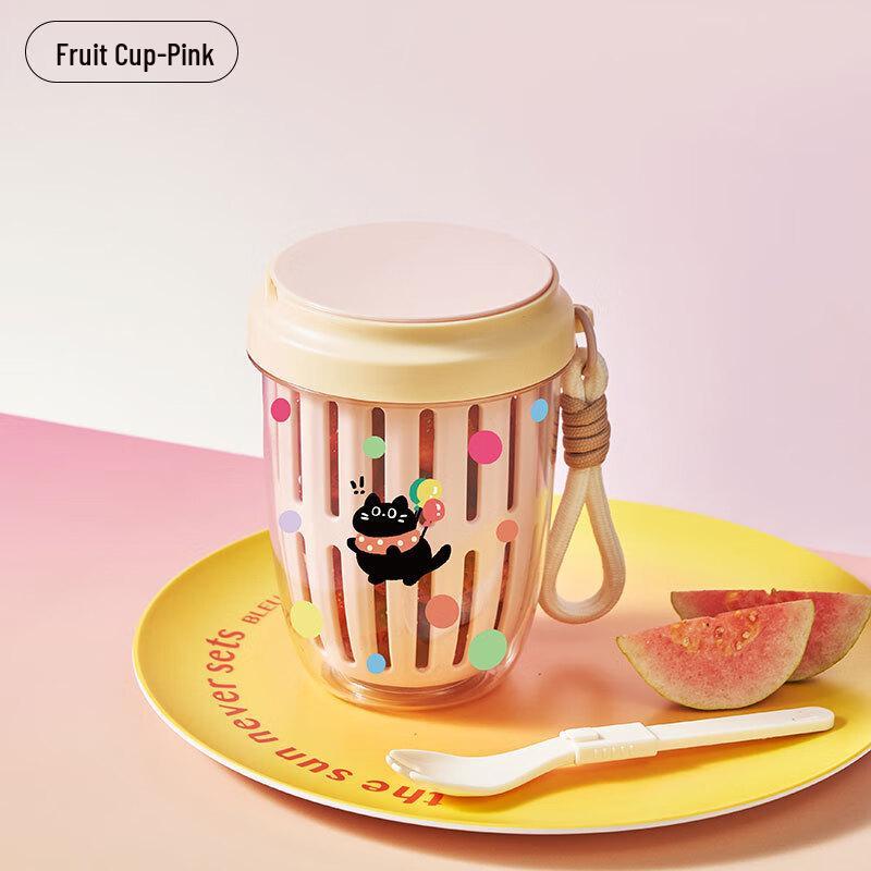 Портативный двухслойный контейнер для фруктов и салата с приборами