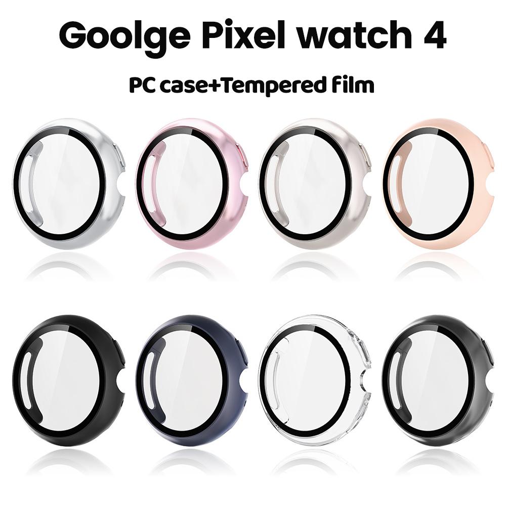 Стекло+Чехол для Google Pixel Watch 4 45мм 41мм PC Чехол Защитный бампер по всему корпусу Закаленное Защита экрана от царапин для Pixel watch4