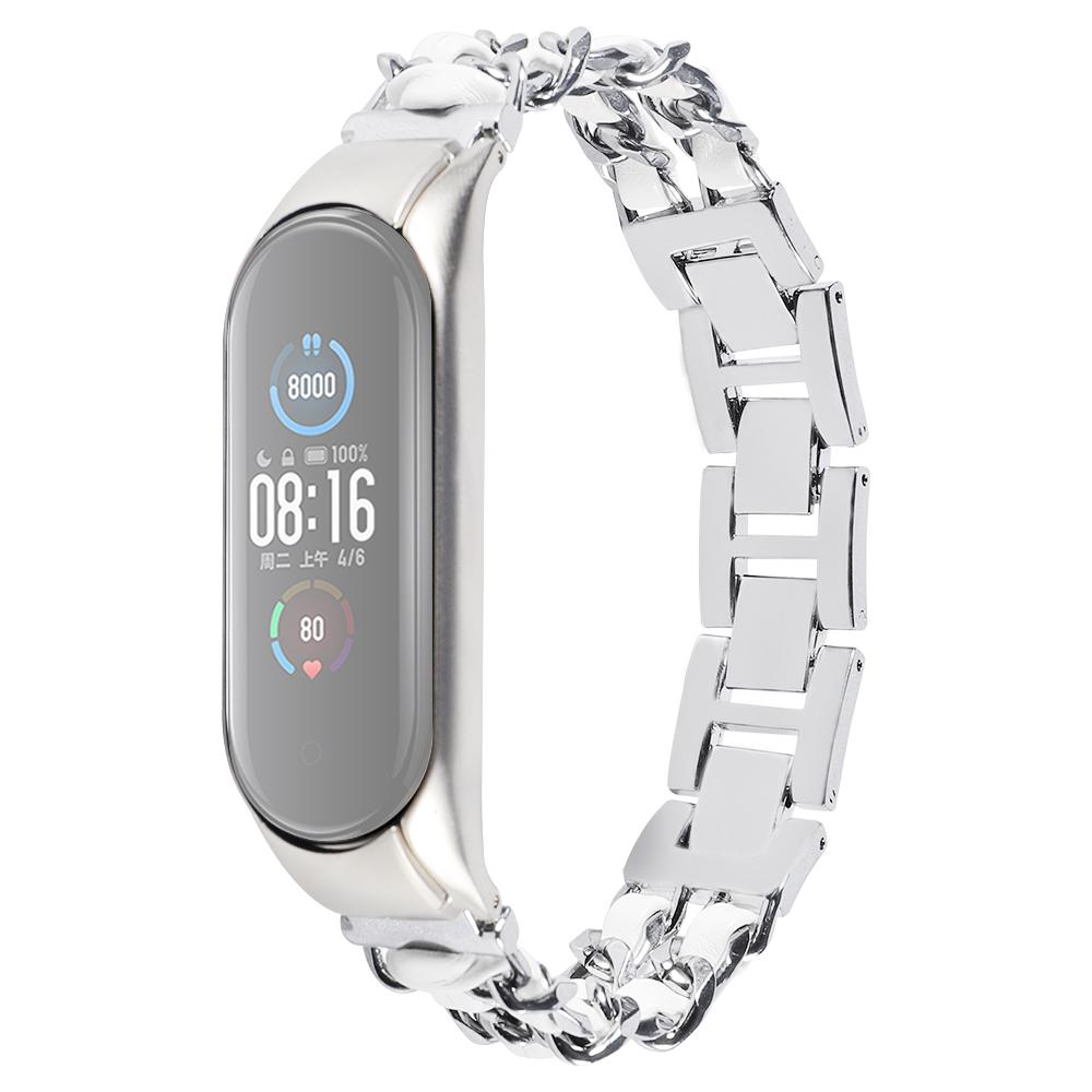Для Xiaomi Mi Band 5/Mi Band 6 ремешок из нержавеющей стали с цепочкой