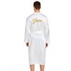 Men's Gold-Stamped Groom Wedding Robe - Long Cardigan for Spring and Autumn