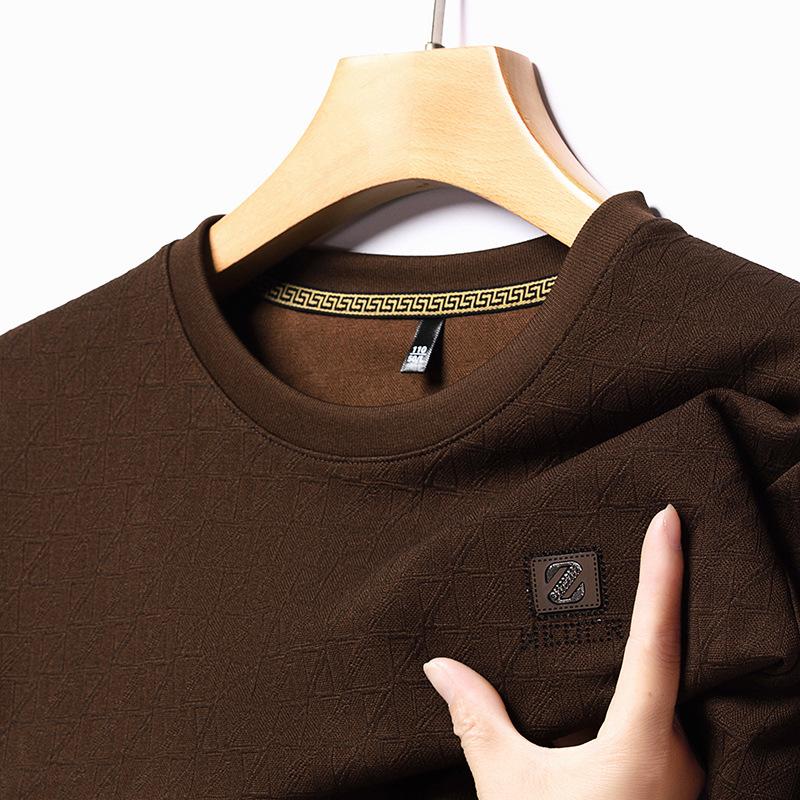 Мужская базовая футболка с длинным рукавом на осень, свободная повседневная модная футболка с круглым вырезом для мужчин среднего возраста