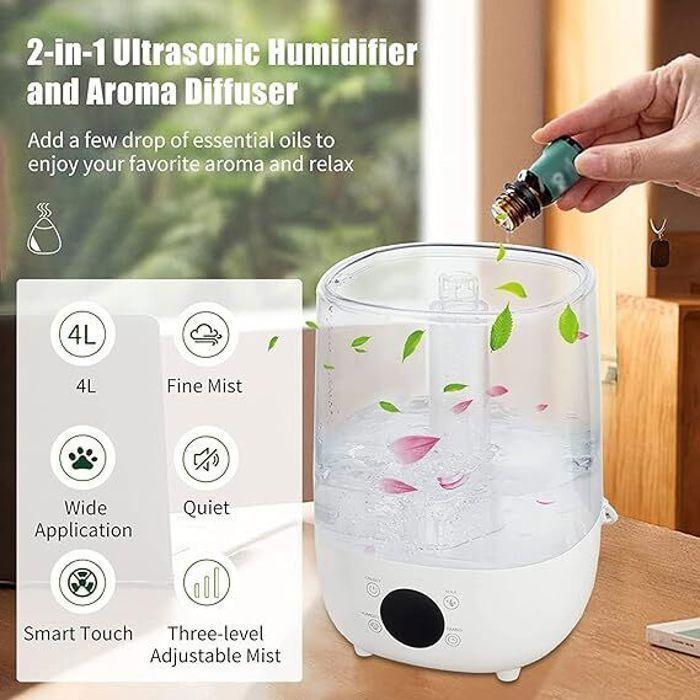 Humidifier - White - 4L - Silent - 3 Mist Modes - Auto Off Timer