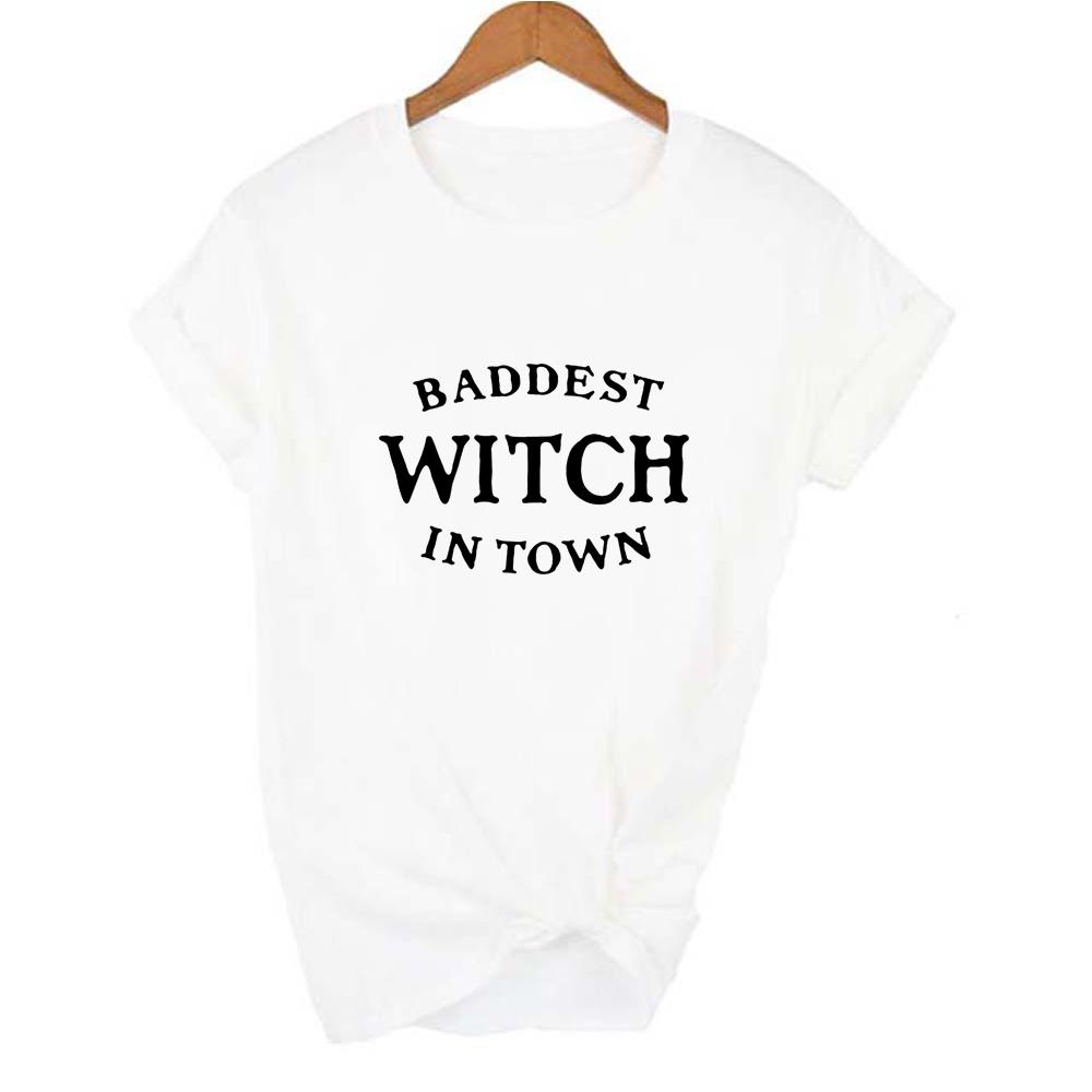 Baddest Witch In Town Women Halloween T Shirt Harajuku Gothic Short Sleeve T Shirts Graphic 90S