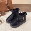 Зимние новые женские утепленные и бархатные теплые хлопковые ботинки на толстой подошве с боковой молнией, нескользящие удобные студенческие хлопковые ботинки
