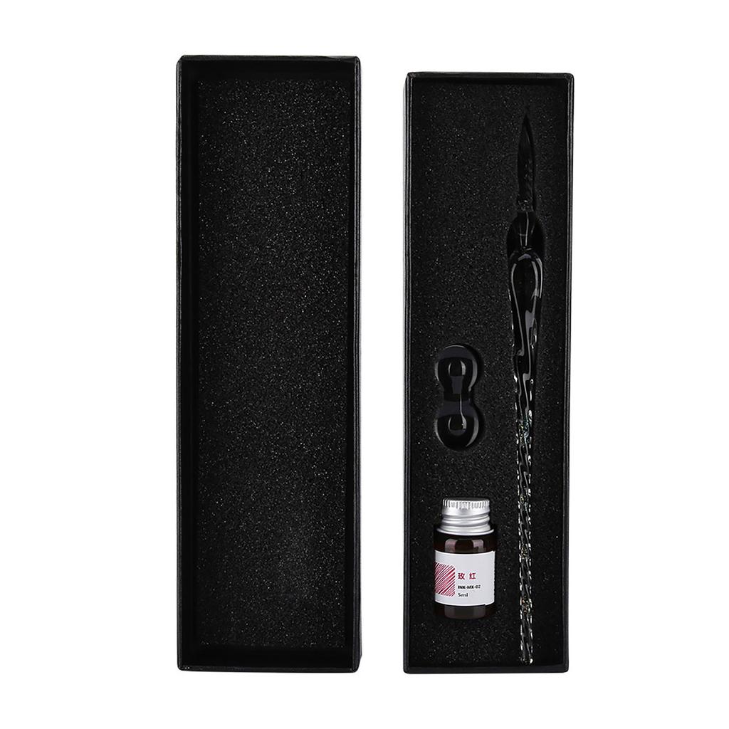 Glass Dip Pen Signature Ink Pen Fountain Pen Set with Ink Penholder Colorful