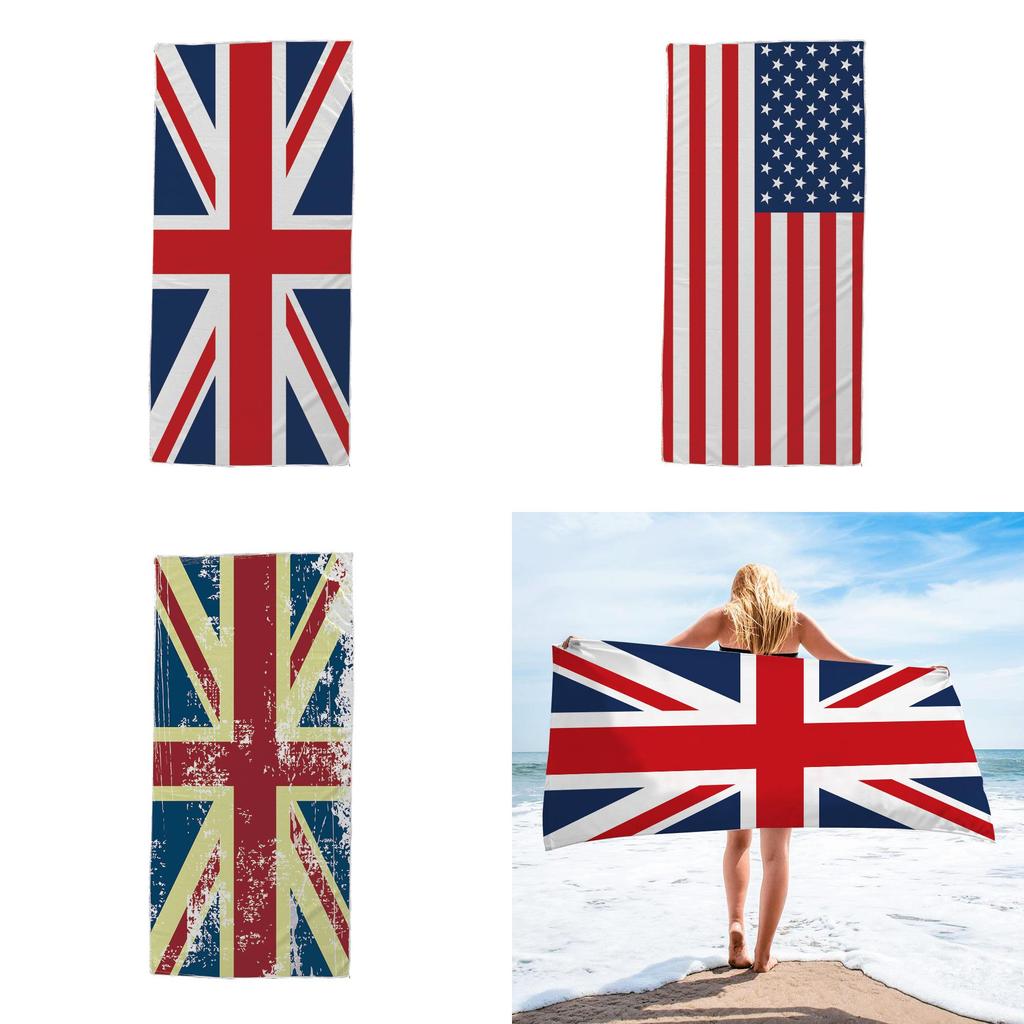 British Flag Beach Towel With Superfine Fiber Doublesided Plush For Summer Vacation And Poolside Use