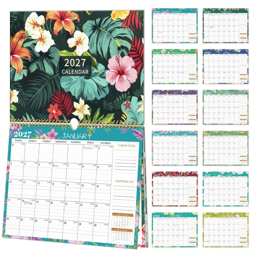 Monthly Layout 2027 English Wall Calendar Thick Paper Spacious Monthly Planner Calendar Large Size Hanging Calendar Gift Idea
