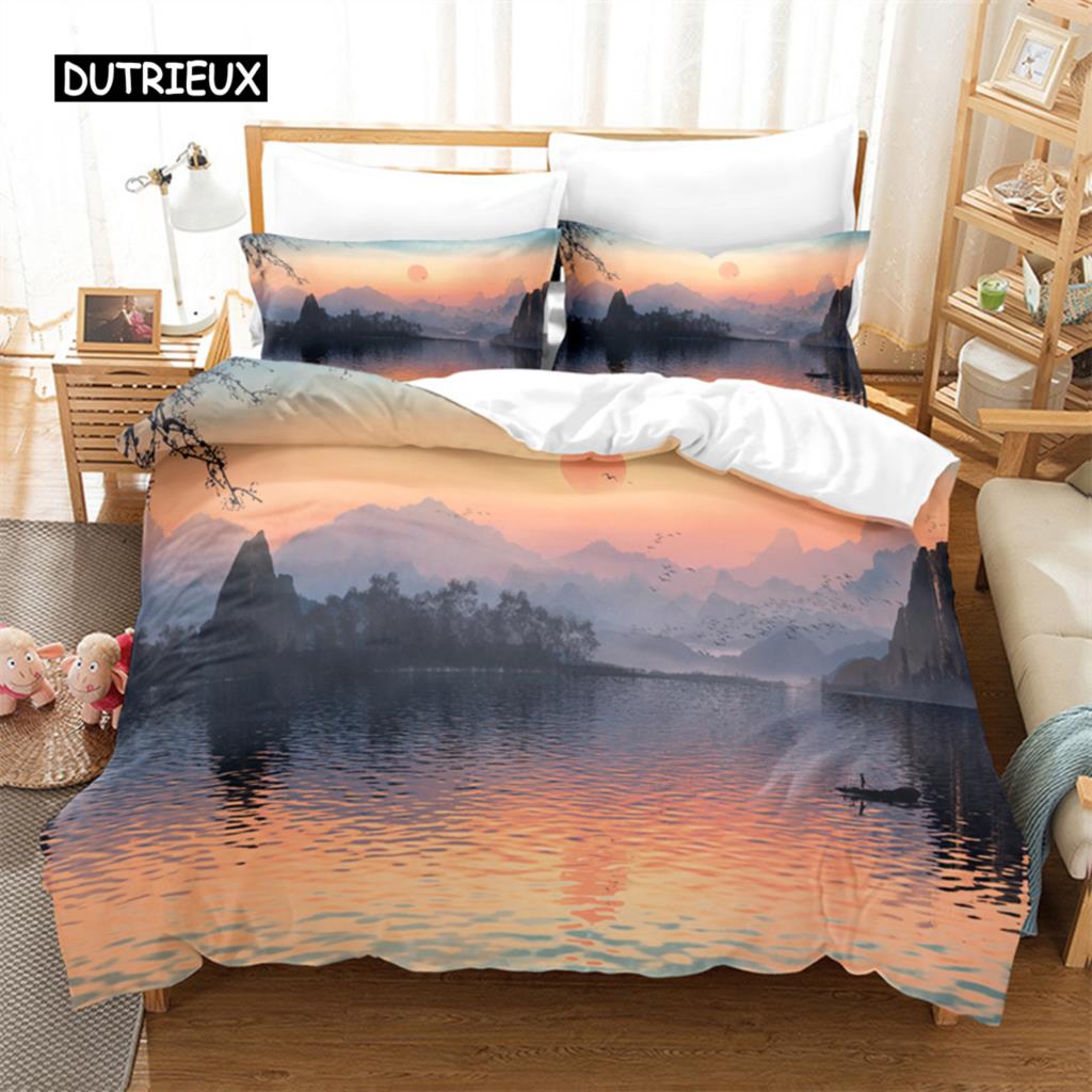 Красивый комплект постельного белья с изображением пляжа на берегу моря, комплект пододеяльников, комплект постельного белья с 3D-принтом, комплект постельного белья размера «queen size», модный дизайн