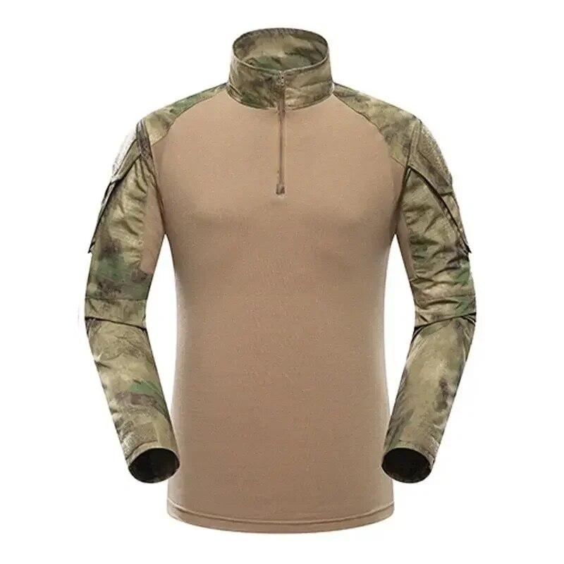 Men's Outdoor Tactical Hiking T-Shirts,Military Army Camouflage Long Sleeve Hunting Climbing Shirt,Male Breathable Sport Clothes