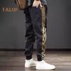 Весна Осень Мужские брюки-карго Свободные эластичные на талии с завязками Карманы Контрастные цветные пэчворк Спортивные брюки Повседневная одежда Шаровары