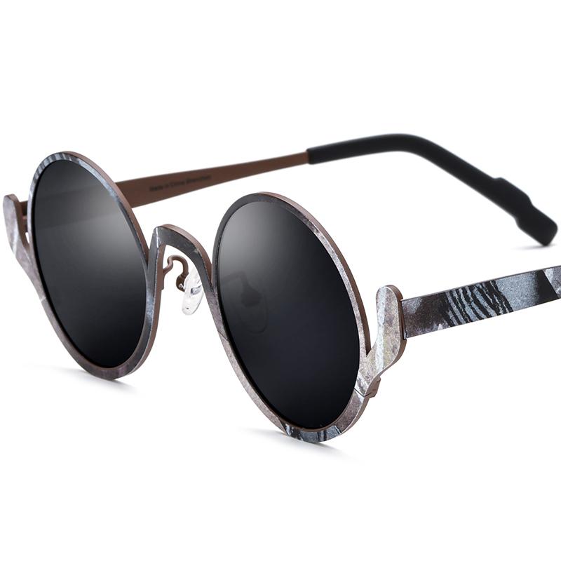 Borregls Print Titanium Sunglasses Women 2026 New High Quality Fashion Round UV400 Polarized Sun Glasses Vintage Shades 185935T