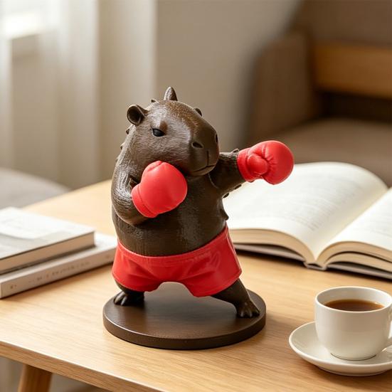 Забавная фигурка капибары, 3D-печатная статуэтка боксирующего/мускулистого животного, Новинка, Коллекционный настольный орнамент для декора полки дома и офиса