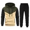 Army Green Autumn 2025 New Sportswear Tracksuits Men's Casual Plushed Warm Hoodie Set Color Matching Brand 2 Piece Male Outfit