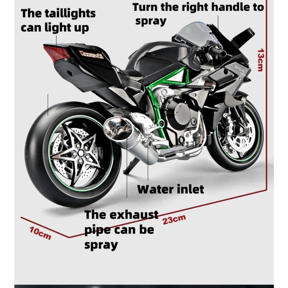 1/9 Kawasaki H2R Сплав Гоночный Мотоцикл Модель Литые Металлические Трековые Спортивные Мотоциклы Модель Звук и Свет с Распылением Детские Игрушки Подарки