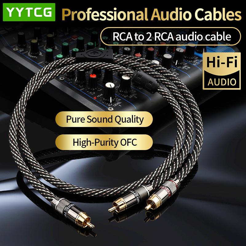 YYTCG HIFI RCA to 2RCA Audio Cable 6N OFC Subwoofer Y Cable RCA 1 Male to 2 Male Audio Cable for Speaker DVD TV Amplifier 5
