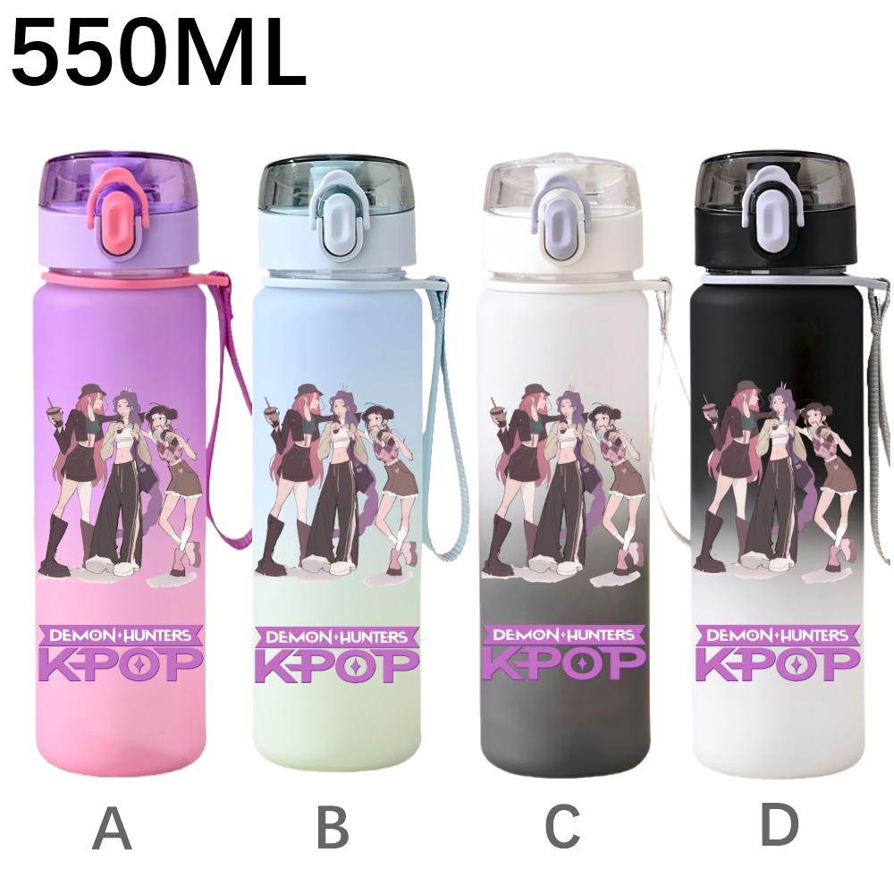 550ML KPop Demon Hunters Cartoon Print Sport Water Bottle Leak Proof Water Cup Outdoor Sports Drinking Bottle Birthday Gifts