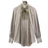 unused SHIROMA Striped tiered Long sleeve Cut FREE gray shirt Women Used