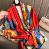 Шелковый шарф с принтом, женский осенне-зимний длинный теплый платок
