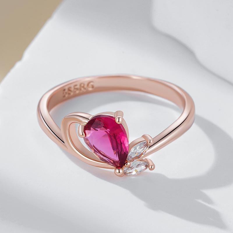 Блестящее красное кольцо с натуральным цирконом для женщин, модное, цвета розового золота, аксессуары для вечеринок, повседневные изысканные винтажные украшения