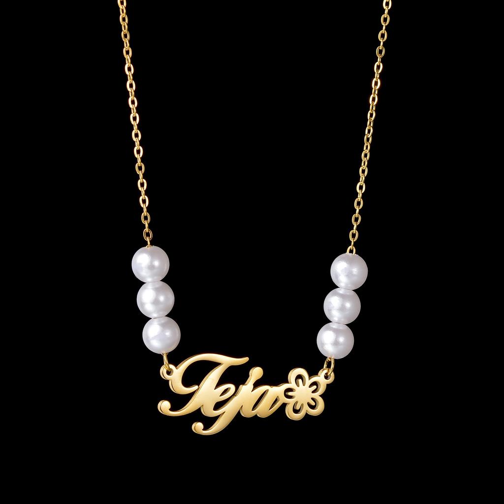 Atoztide Custom Name Necklace for Women Imitation Pear Chain Stainless Steel Jewelry Clavicle Choker Personalized Christmas Gift