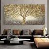 Золотое Древо Жизни Картина Маслом Плакат и Отпечатки На Холсте Абстрактные Художественные Фотографии Современное Настенное Искусство Для Домашнего Украшения Гостиной Безрамное