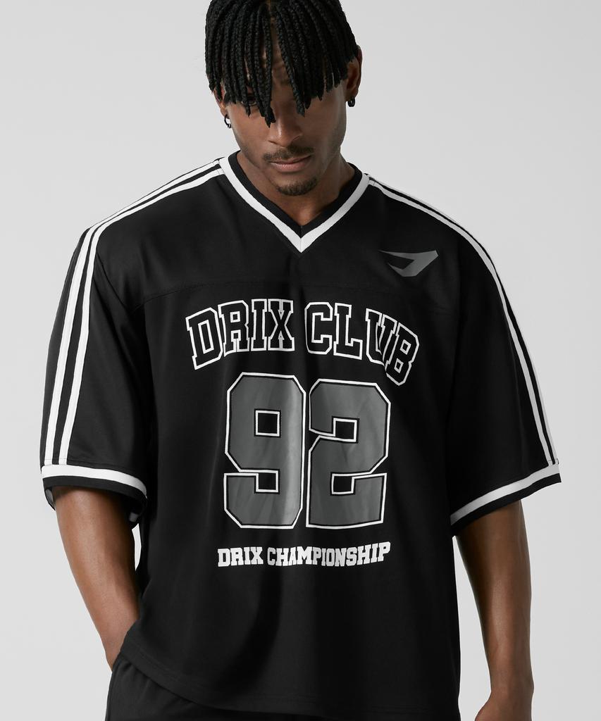 DRIX Rugby Track Oversized Mesh Jersey Half Sleeve_Black