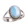 Ювелирное кольцо из стерлингового серебра 925 пробы с натуральным драгоценным камнем Republic Larimar, размер 6,5 B0V72