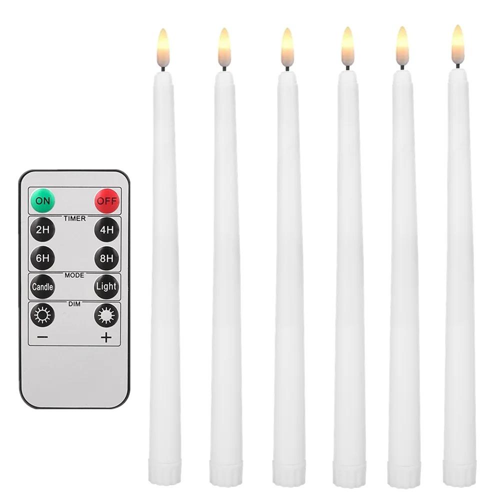 Flameless Flickering Taper Candles With/without Remote Control Timer Dimmer Battery Operated Candlesticks for Christmas Wedding