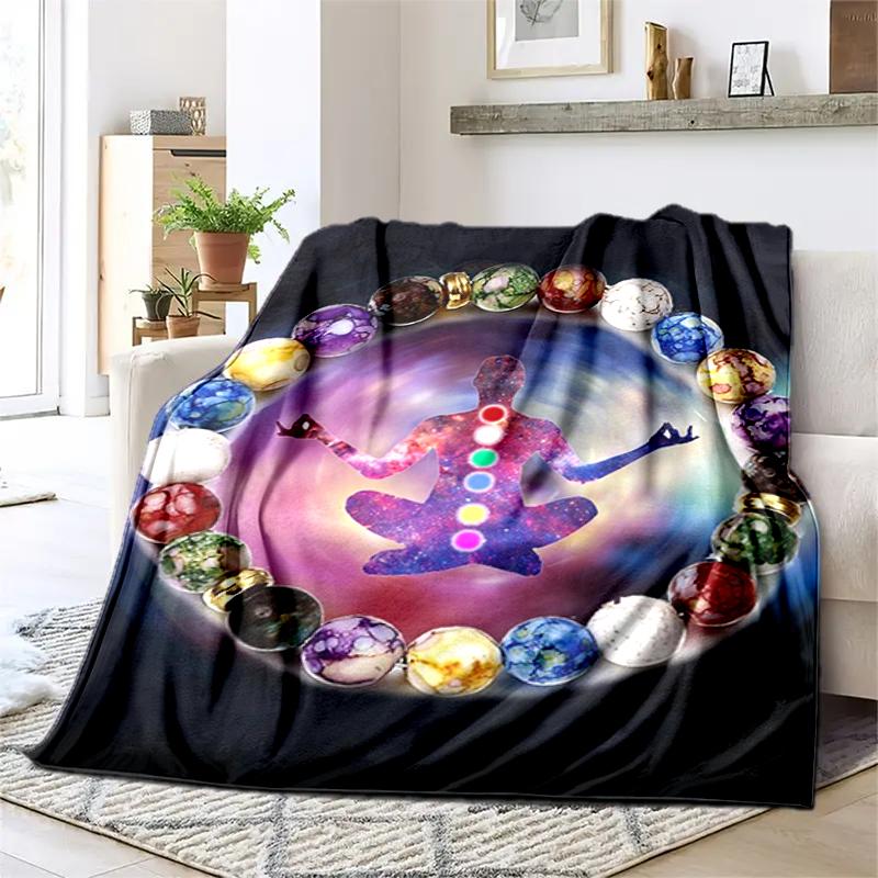 1PC Yoga Elements printed blanket, all season lightweight home office outdoor nap multifunctional blanket A12
