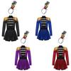 Girls Ringmaster Circus Costume Set Long Sleeve Mock Neck Tassel Shoulder Back Zipper Sequin Bodysuit with Hat