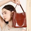 Retro Style Genuine Leather Small Water Cup Bag 2025 New Style Genuine Leather Small Crowd Insert Handbag Single Shoulder Bag Female
