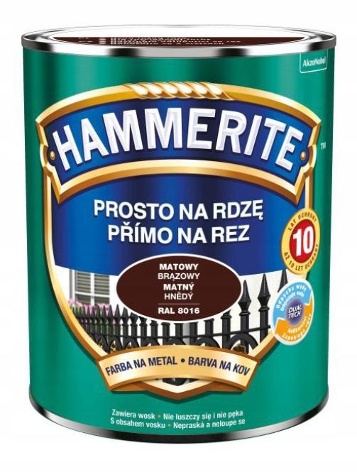 Hammerite Farba na rdzę 0,7l brązowa matowa, antykorozyjna i ochronna do metalu