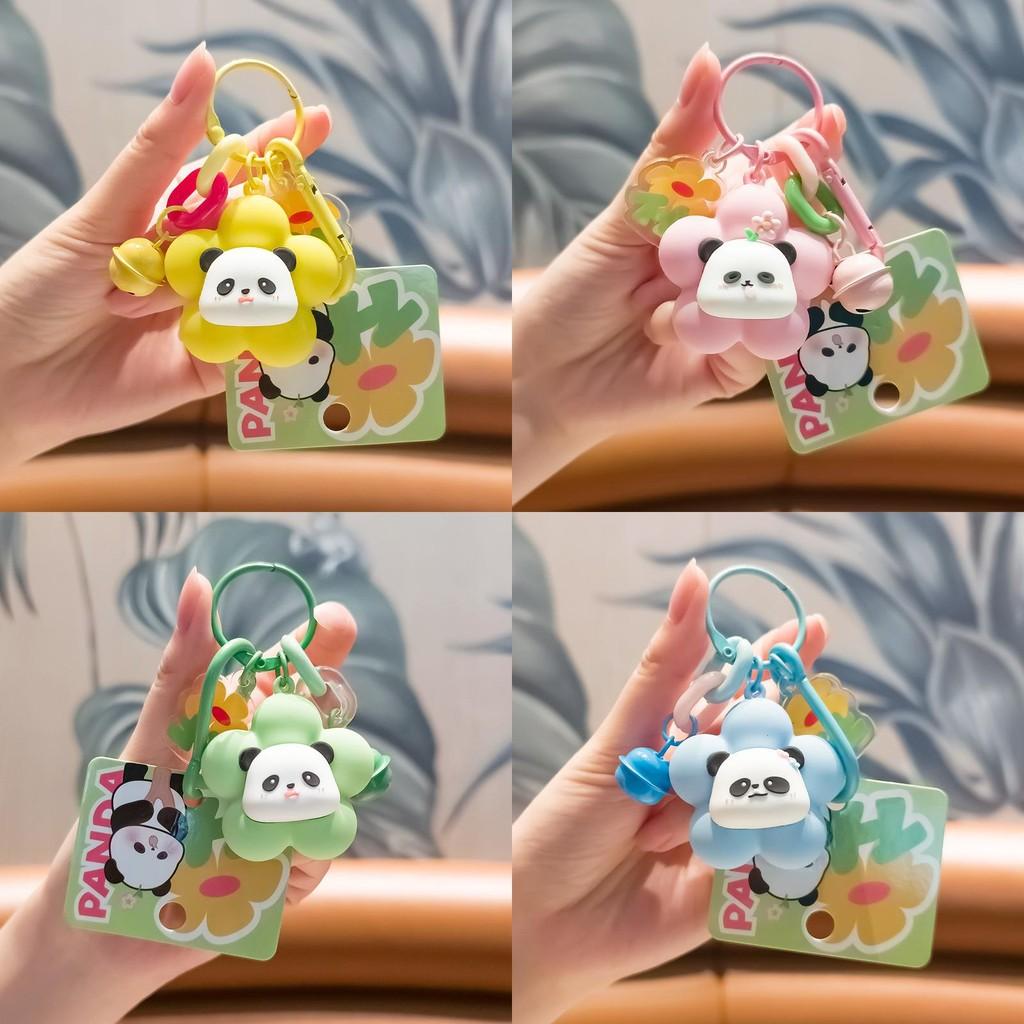 Charming Pvc Flower Panda Keychain With Cute Design Perfect For Keys And Bags