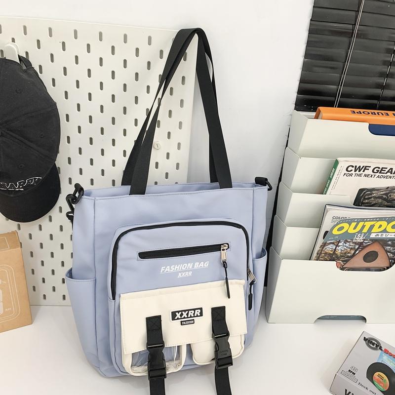 Women's Handbag Color Block Men's Messenger Bag Large Capacity Student Class Shoulder Bag