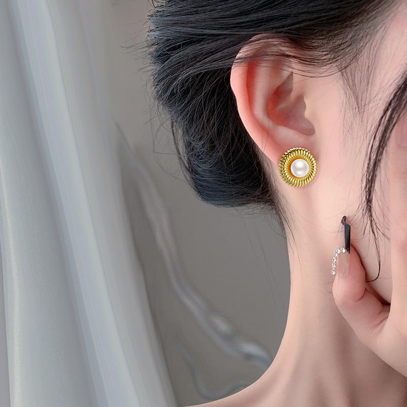 Французский ретро-дворцовый стиль, жемчужные серьги-шутки, круглые серьги-нити, легкая роскошь, изысканный стиль