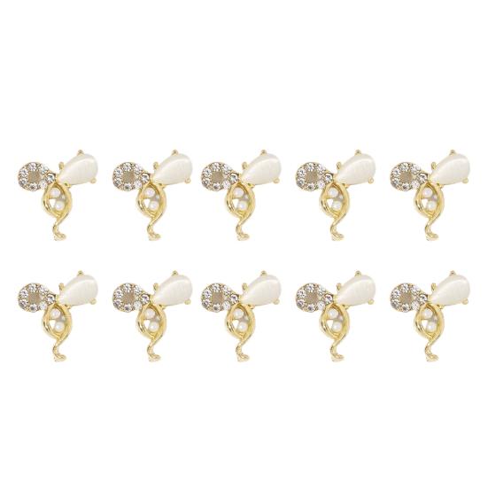 10Pcs Manicure Decor Three-dimensional Shining Stunning Visual Effect DIY Alloy Butterfly Heart Water Drop Garland Nail Charm Nail Salon Supply