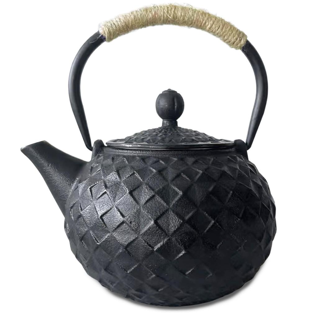 HwaGui Чугунный чайник Намбу, Чайник, Стильный, Совместимый с IH, Источник железа, Чугунный чайник, Чайник с венчиком для рассыпного чая, 1000мл (ромб)