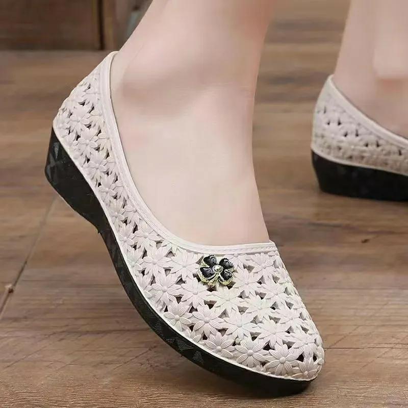 WTEMPO Полые дождевые туфли весна лето большие размеры однотонные одинарные туфли женские низкий толстый каблук нескользящие неглубокие повседневные сандалии