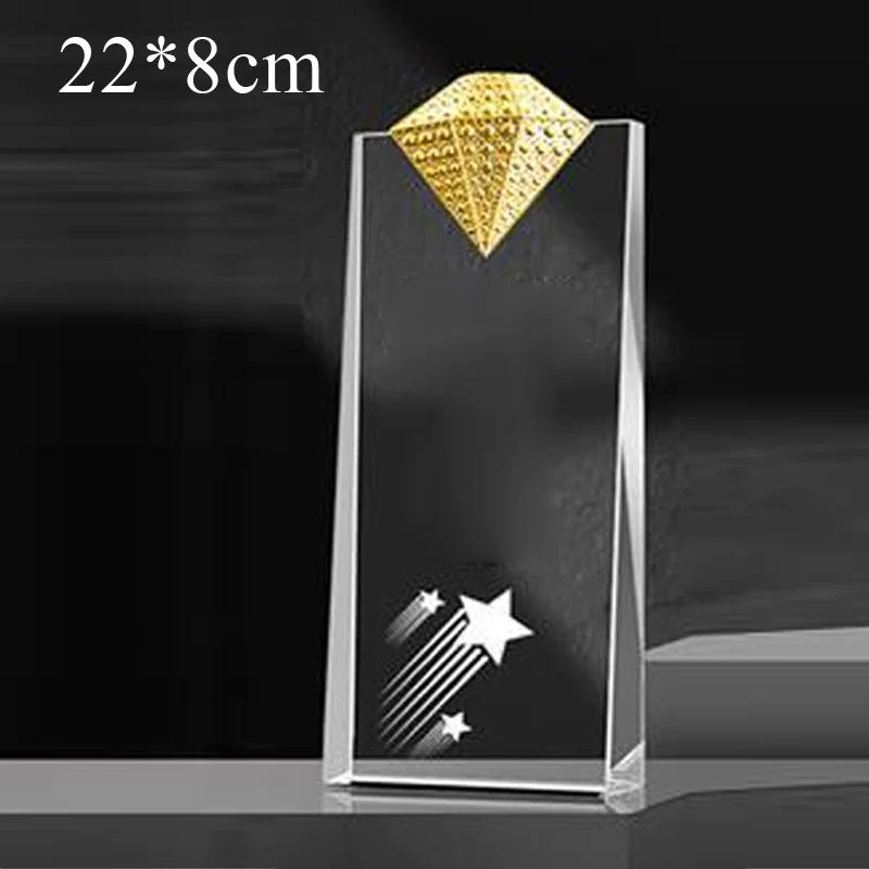 Customized Crystal Trophy with Metal Pendant, Beveled Version Trophy, Customized Award, Company Award, Staff, Free Engraving 1Pc