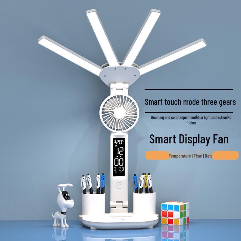 Dual-Head Eye-Care Desk Lamp with Pen Holder and Anti-Blue Light for Student and Bedroom Use