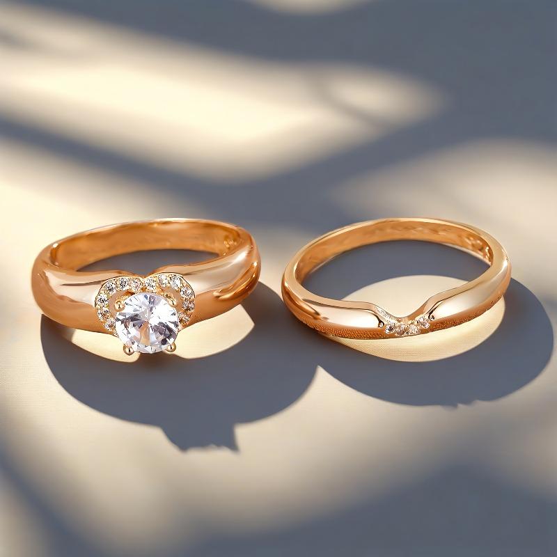 Elegant Round Bright Zircon Ring for Women Single Stone Engagement Wedding Christmas Gift