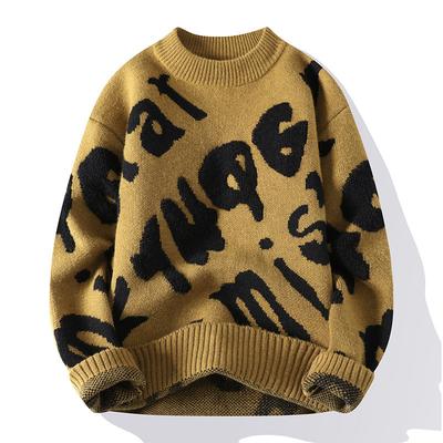 Горячая распродажа, новый повседневный свитер с круглым вырезом, вязаный топ с длинными рукавами, свитер большого размера