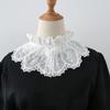 Women Detachable Collar Girls Ruffles Lace Floral Fake Collar Vintage Embroidery White Half Shirt Necklace Shawl False Collar