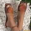 Мода 2024 года, новые женские летние сандалии на плоской подошве, большие размеры, круглая пряжка, однотонные туфли на плоской подошве, женские повседневные тапочки, женская модная пляжная обувь